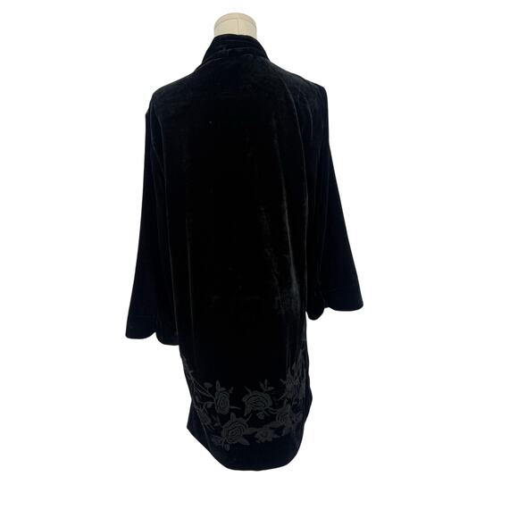 Vintage Y2K Vintage Paparazzi Black Velvet Embroidered Long Cardigan Sweater  M - Picture 3 of 7